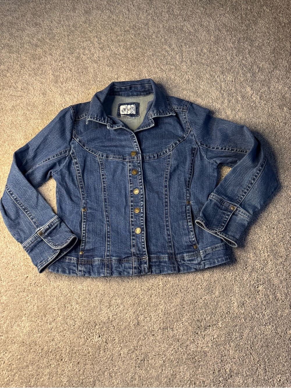 Vintage Live a Little Denim Jacket M (Fits like S) Front Yoke Detail